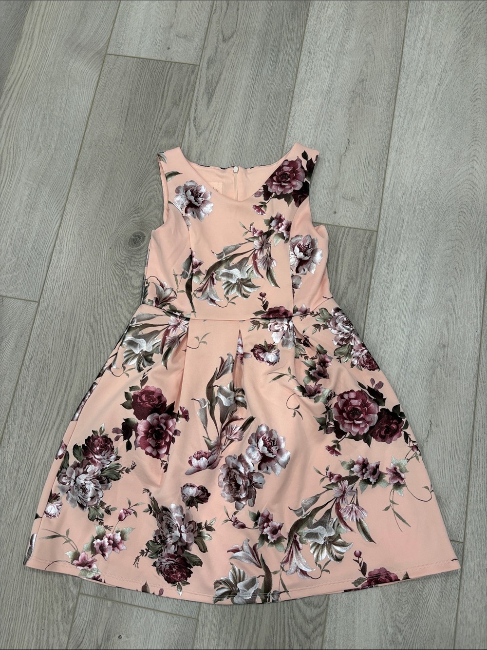 Pastourelle Peach Floral Sleeveless Party Dress